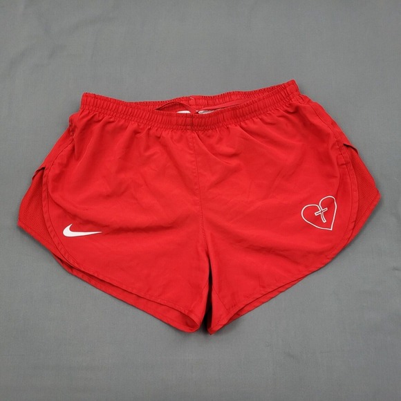 Nike Pants - Nike Dri-FIT Tempo Women Red Running Shorts Heart Cross Graphic Small S